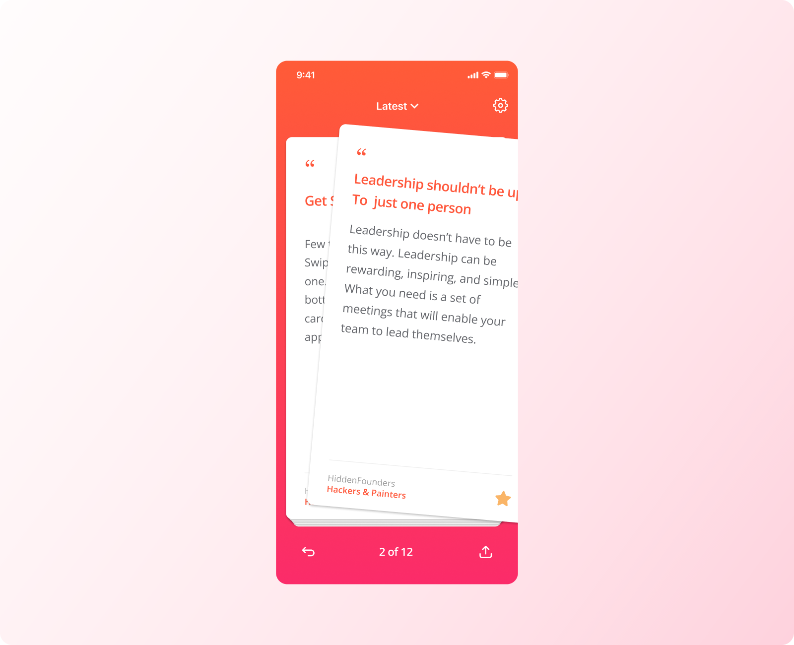 Startup Patterns — swipeable lesson deck